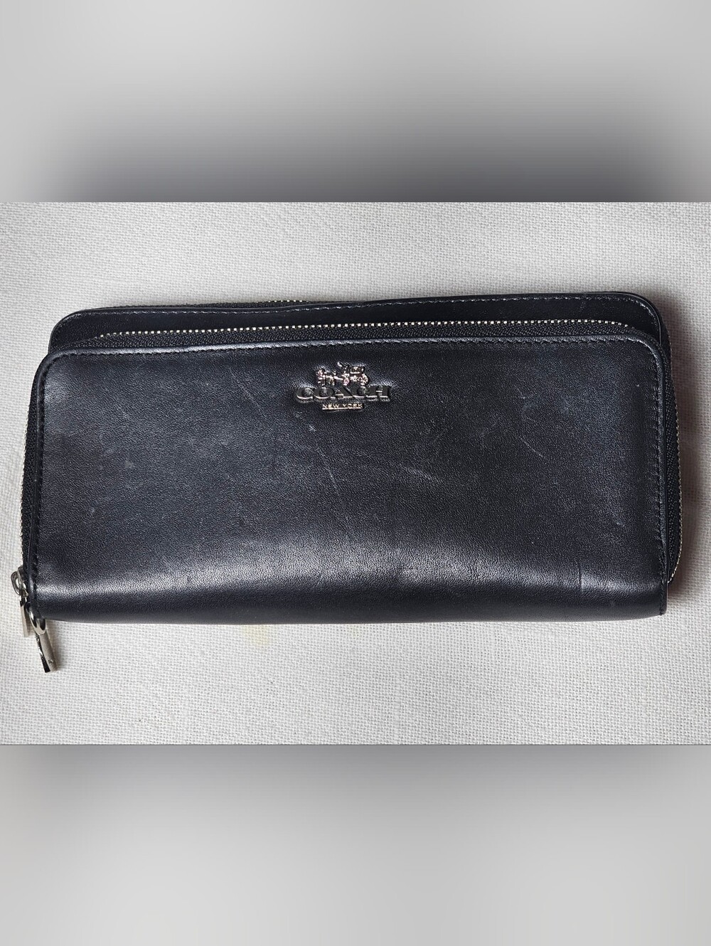 Coach Smooth Leather Zip-Around Wallet Black